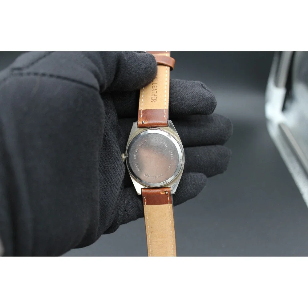 1975 Kronatron Antishock 2000 Swiss Mechanical Date Watch 36mm Runs